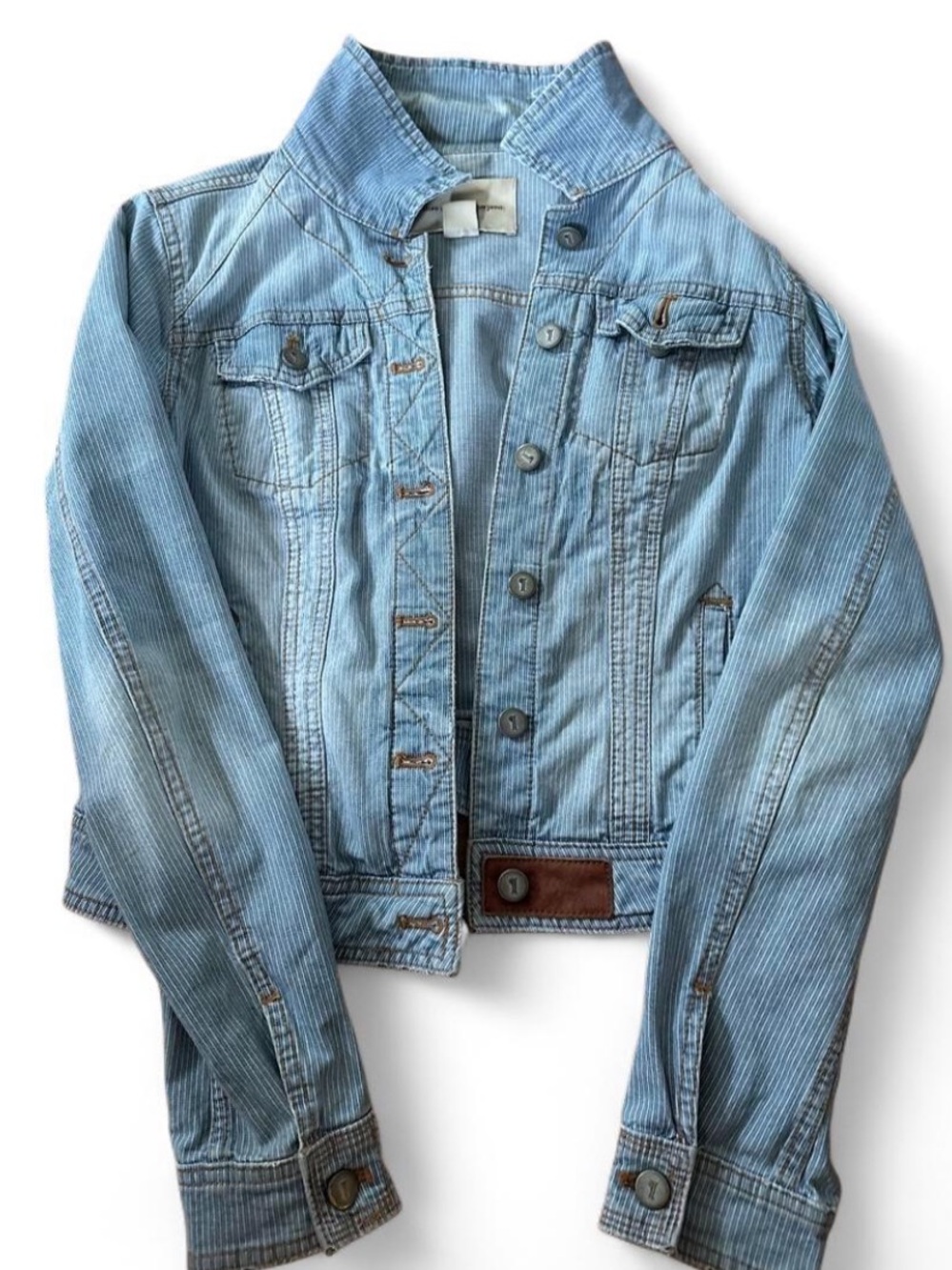 Light Blue Striped Denim Jacket